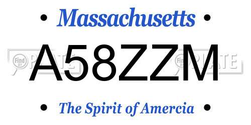 A58ZZM Massachusetts License Plate