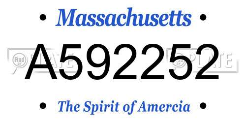 A592252 Massachusetts License Plate