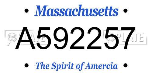 A592257 Massachusetts License Plate
