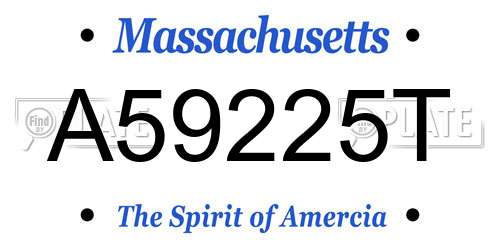 A59225T Massachusetts License Plate