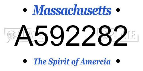 A592282 Massachusetts License Plate