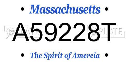 A59228T Massachusetts License Plate