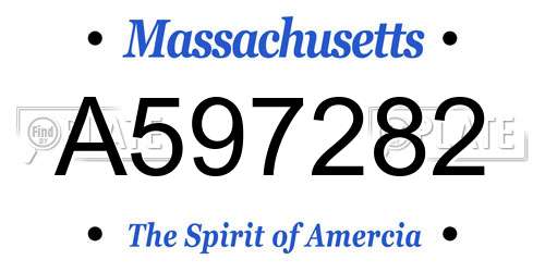 A597282 Massachusetts License Plate