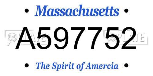A597752 Massachusetts License Plate