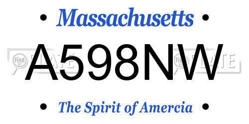A598NW Massachusetts License Plate