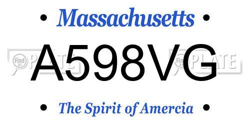 A598VG Massachusetts License Plate