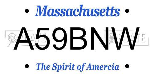 A59BNW Massachusetts License Plate