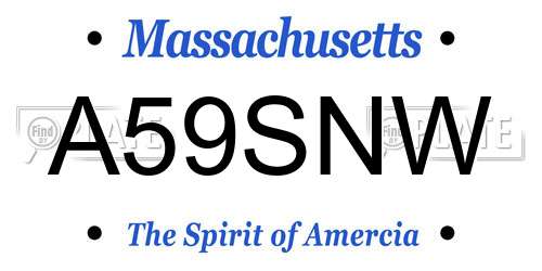 A59SNW Massachusetts License Plate