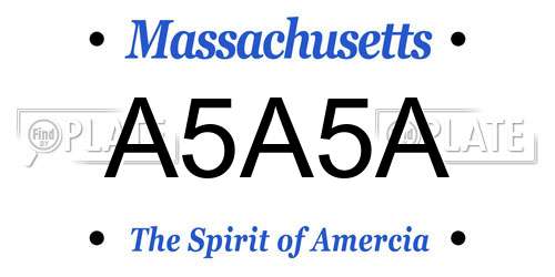 A5A5A Massachusetts License Plate