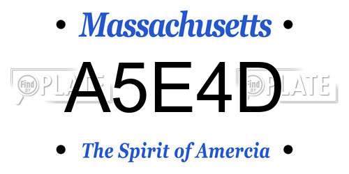 A5E4D Massachusetts License Plate