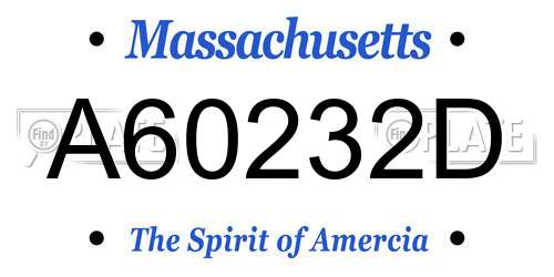 A60232D Massachusetts License Plate