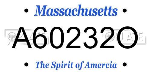 A60232O Massachusetts License Plate
