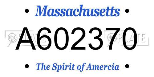 A602370 Massachusetts License Plate