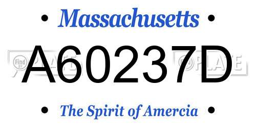 A60237D Massachusetts License Plate