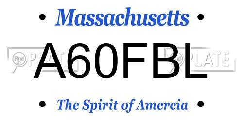 A60FBL Massachusetts License Plate