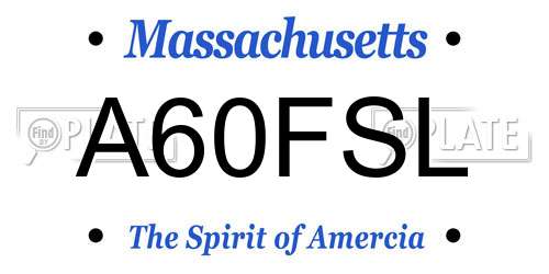A60FSL Massachusetts License Plate