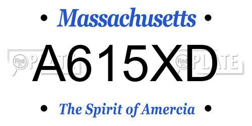 A615XD Massachusetts License Plate