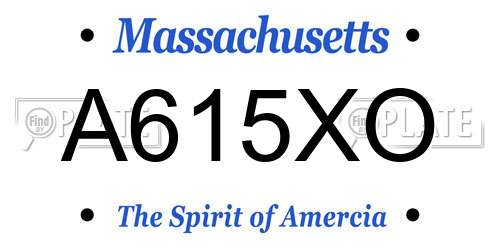 A615XO Massachusetts License Plate
