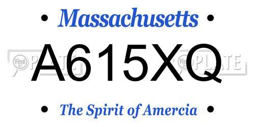 A615XQ Massachusetts License Plate