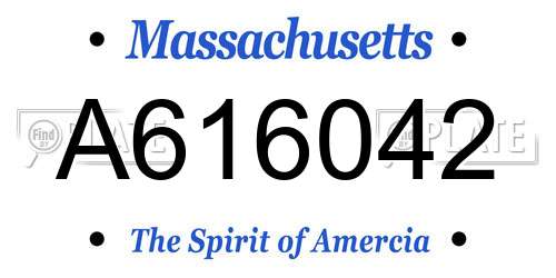 A616042 Massachusetts License Plate