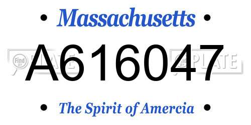 A616047 Massachusetts License Plate
