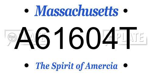A61604T Massachusetts License Plate