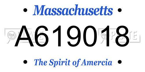 A619018 Massachusetts License Plate