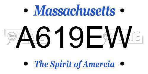 A619EW Massachusetts License Plate