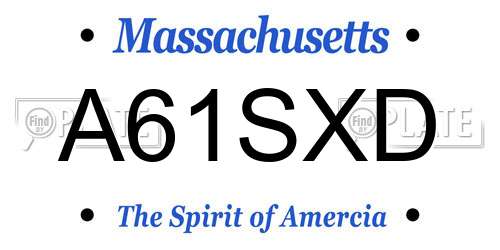 A61SXD Massachusetts License Plate