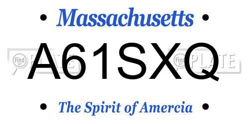 A61SXQ Massachusetts License Plate