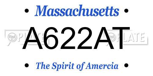 A622AT Massachusetts License Plate