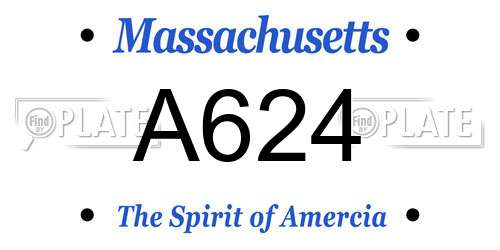 A624 Massachusetts License Plate