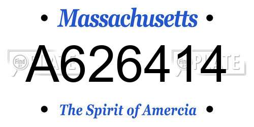 A626414 Massachusetts License Plate