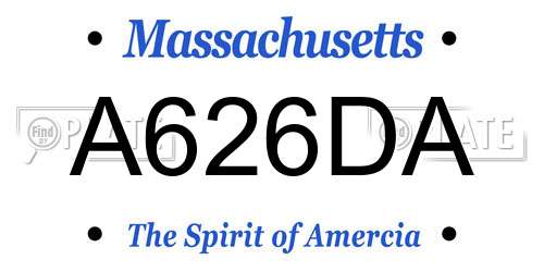 A626DA Massachusetts License Plate