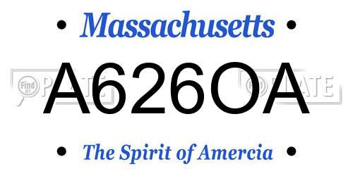 A626OA Massachusetts License Plate