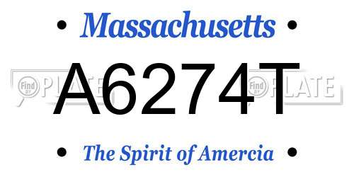 A6274T Massachusetts License Plate