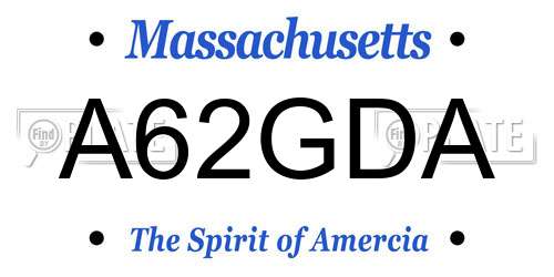 A62GDA Massachusetts License Plate