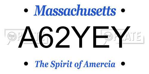 A62YEY Massachusetts License Plate
