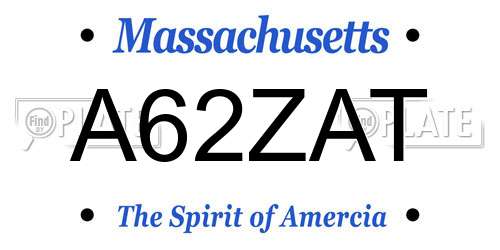A62ZAT Massachusetts License Plate