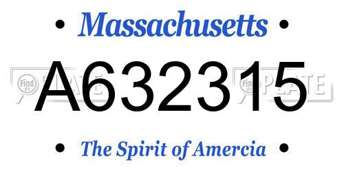 A632315 Massachusetts License Plate