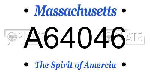 A64046 Massachusetts License Plate
