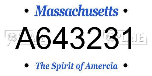 A643231 Massachusetts License Plate