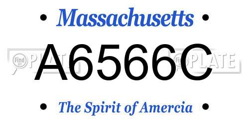 A6566C Massachusetts License Plate