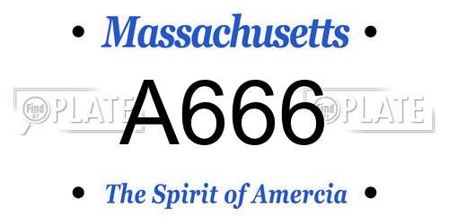 A666 Massachusetts License Plate
