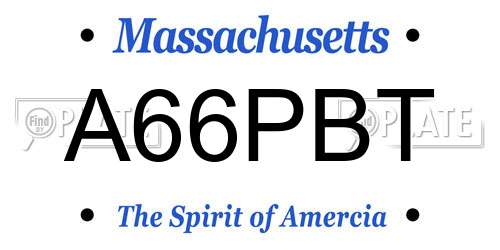 A66PBT Massachusetts License Plate