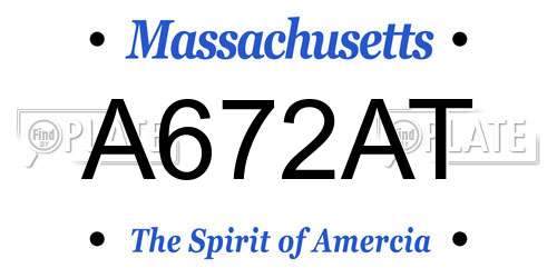 A672AT Massachusetts License Plate