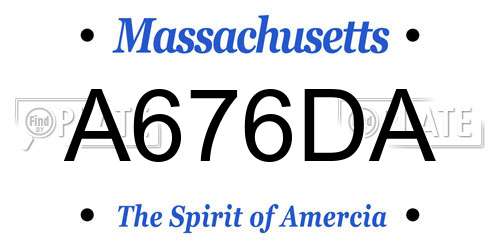 A676DA Massachusetts License Plate
