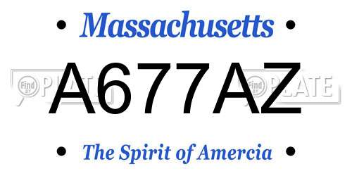 A677AZ Massachusetts License Plate