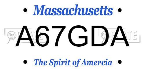 A67GDA Massachusetts License Plate
