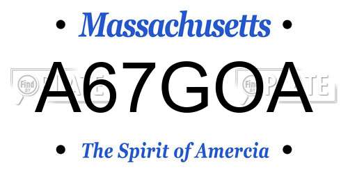 A67GOA Massachusetts License Plate